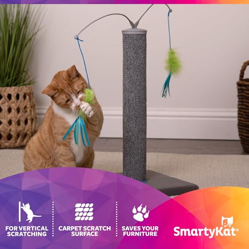 Arbre à chat interactif avec griffoir vertical et jouets rotatifs