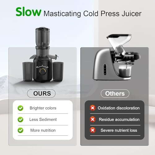 Cold Press Juicer Machines Vegetable and Fruit, 4.1" Large Feed Chute Powerful Slow Masticating Juicer, Juice Extractor Machine BPA Free Easy Clean Self Feeding High Juice Yield