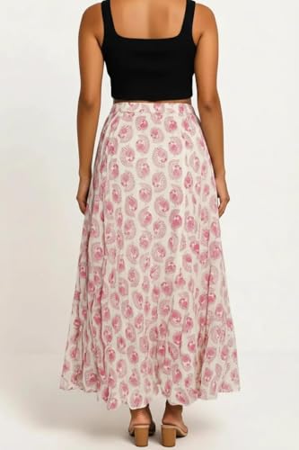 Image of Premium Long Skirt | Stylish Long Crushed Cotton & Unique Prints | Floor Length Skirt for Women | Elastic Waist Premium Maxi Skirt - Comfortable Casual Wear