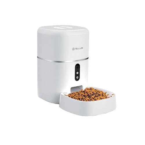 TELLUR SMART Comedero Automático para Gatos y Perros,WiFi, UHD 2K Cámara,Dispensador de Comida Control Remoto