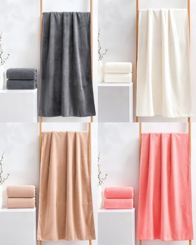 Lumimi Towels 4-Piece Soft Microfiber Bath Towel Set Incredibly Absorbent Lightweight Quick Dry and Durable, 55" L x 27" W, 4 Pack Multicolour
