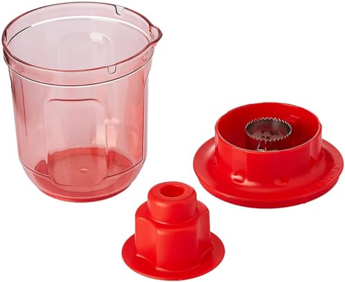 Image of HELIMIX Corn Cutter Corn Cob Stripping Kernels Remover Vegetable Peeler Corn Seeds Remover Planer with Corn Storage Mug Red