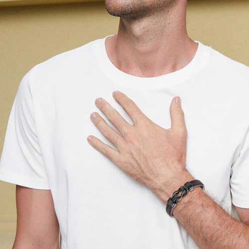 12th-40th Birthday Gift for Boys Him Men, Leather Knot Bracelet Gifts for 12 13 16 18 Year Old Boys Son Grandson Nephew Friend with Birthday Card4