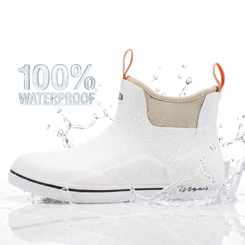 Image of SUREWAY Men's Deck Boots Professional Non-Slip Fishing & Ankle Boating Boot Waterproof Rain Boots, Lightweight Neoprene Rubber Deck Boots