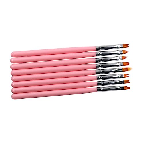 minkissy 8 Piezas pluma de arte de uñas pinceles para uñas pinceles uñas nail brush nail stamper pinceles para delineador de uñas herramientas para pintar uñas cepillo de uñas rosa