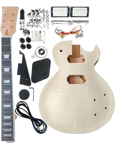 DIY Single Cut Electric Guitar Kits with Mahogany Body and Neck - Rosewood Fingerboard and All Components Included