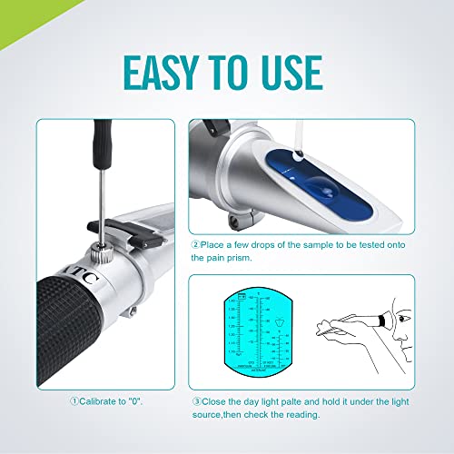 Lachoi 3-In-1 Antifreeze Refractometer With Atc Antifreeze Tester For Checking Freezing Point Of Automobile Antifreeze System Battery Acid And Windshield Washer Fluid 3-In-1 Coolant Tester #TOP2