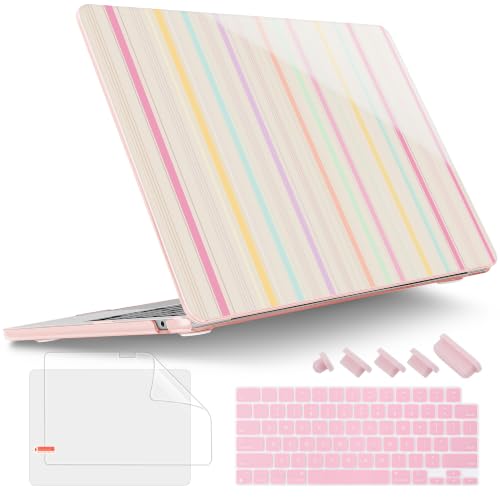 Image of Tuiklol for MacBook Air 13 inch Case M5 2026 M4 2025 M3 2024 M2 2022 Model | Number A3449 / A3240 / A3113 / A2681, Plastic Hard Shell Cover for MacBook Air 13.6 with Touch ID, Striped-Colorful