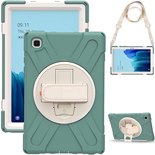 Coque Samsung Galaxy Tab S7+ 12.4 rotative 360 avec dragonne émeraude