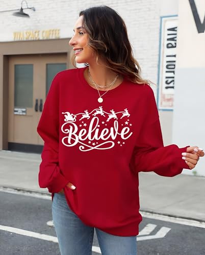 Believe Santa Sleigh Fleece Sweatshirt for Women - Image 3