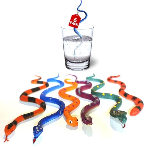 Image of Color Changing Snake Toys – 6 Pack Stretchy Reptile Fidgets for Kids – Sensory Water Creatures for Bath, Pool, Party Favors, Easter Basket, Classroom Prizes – Heat Reactive Slithering Animals