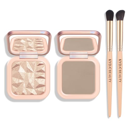 KYDA Baked Highlighter Contour Palette, Champagne Face Illuminator & Natural