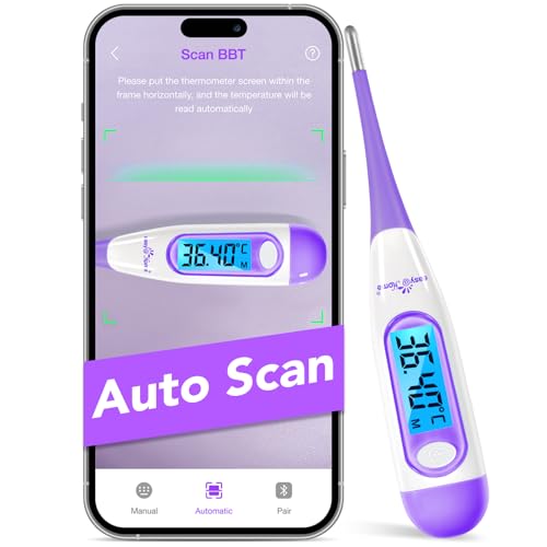Easy@Home Termómetro Basal: Termómetro de Fertilidad para Medir Temperatura Basal Corporal, Predecir la Ovulación con APP Premon Español Alta Precisión de 0.01 Grados Pantalla LED sin Bluetooth