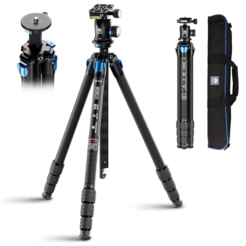 Image of SIRUI AM-124 Carbon Fiber Tripod for Camera with AM-01 360 Panorama Ball Head, 65.6 inch Compact Lightweight Travel Tripod, Triangular Center Column, QR Plate, Waterproof Twist Lock, Load 26.5lbs
