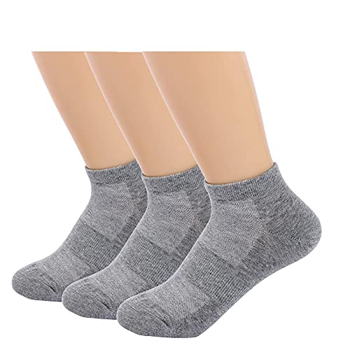 DEVUGGO Low Cut Ankle Athletic Socks Sports Running Socks for Women (3 Pairs),Medium,Grey