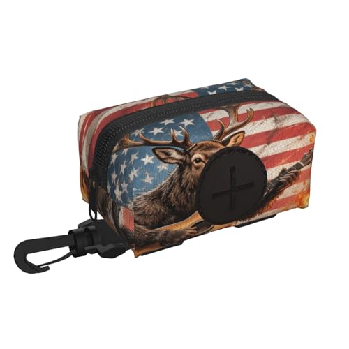 Dog Poop Bag Holder for Leashes - Lightweight Pet Waste Bags Dispenser Doggy Zippered Pouch for Puppy Walking Accessories(Deer Paly Guitar)