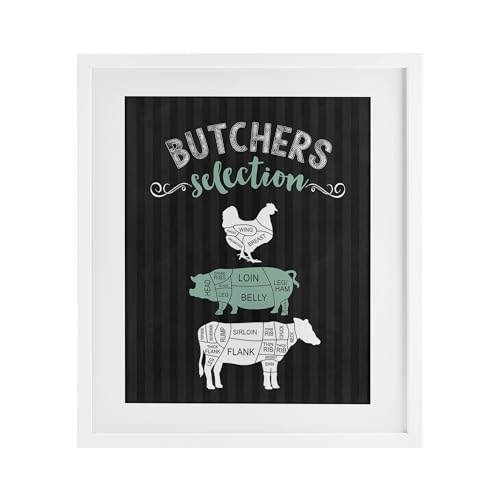 Impression encadrée Butchers Selection par Stupell Industries, cadre bouleau 53x43 cm sous verre