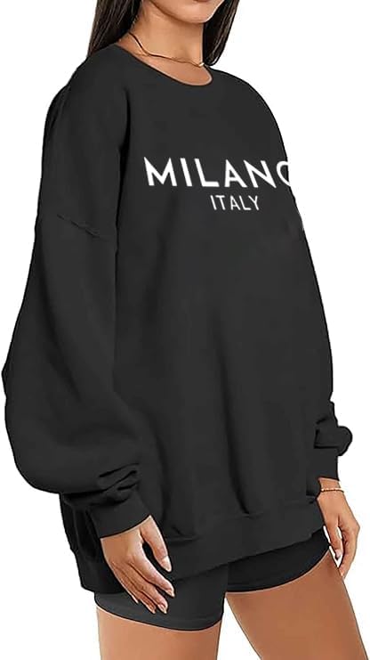 Crewneck Oversized Sweatshirt for Women Preppy Graphic Pullover Casual Loose Long-Sleeve Tops - Image 2