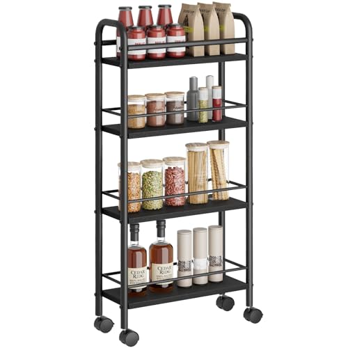Image of Asgolion 4-Tier Trolley, Space-Saving Kitchen Storage Trolley with Wheels