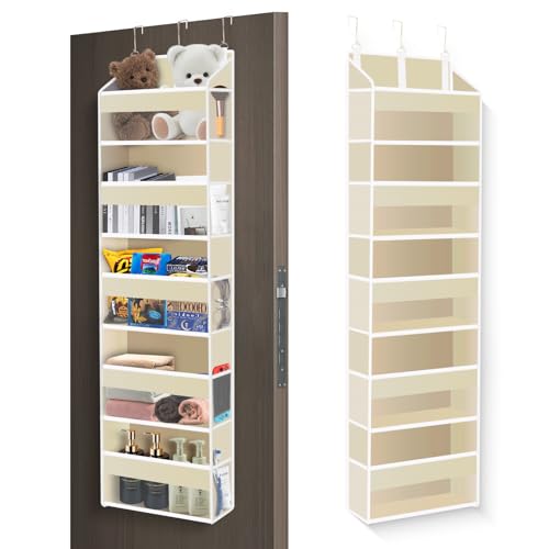 XiflLifeウォールポケット、5層大容量ポケット、10個のサイドポケット壁掛け 収納、傾斜防止44ポンド荷重吊り下げ収納、透明窓付き収納は、寝室、託児所、車、浴室、キャンピングカーに適している(ベージュ)