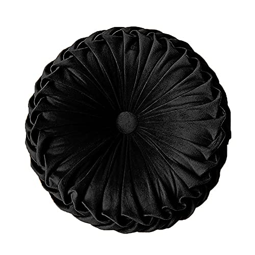 Elero Round Pillows Velvet Pleated Circle Pillow Chair Cushion Floor Pillows Home Decorations For Home Couch Chair Bed Car Black… #TOP3
