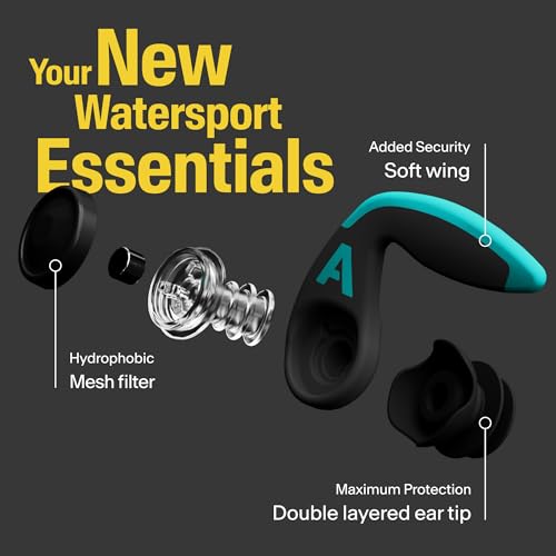 Alpine WaterSafe Pro - Ear Plugs for Swimming and Surfing – for Adults - Waterproof - Comfortable - Secure Fit - for Water Sports - Reusable - Sizes M & L - 1 Pair