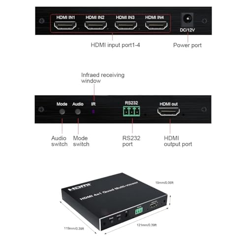 Image of 4X1 HDMI Multi-viewer HDMI Quad Screen Real Time Multiviewer with HDMI Seamless Switcher Function Full 1080P and 3D (4K HDMI 4x1 Multi-Viewer)