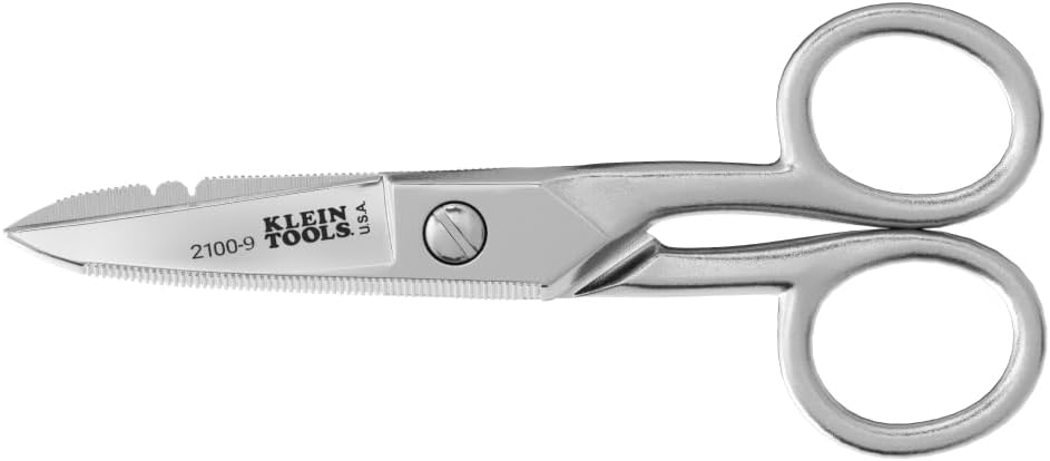 2100-9 Stainless Steel Electrician's Scissors with Stripping Notches, 5-1/4-Inch, Made in USA