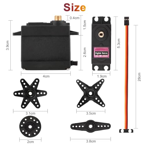 APKLVSR 4 Stück Servo Digital Metal,13KG Servomotor Hoch Geschwindigkeit Drehmoment für RC Flugzeug Hubschrauber,RC Servo 180° für Roboter Arm,RC Auto Boot