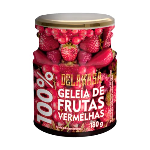 Delakasa Geleia de Frutas Vermelhas Adoçada com Tâmaras 180g – Sem Adição de Açúcar, Sem Glúten