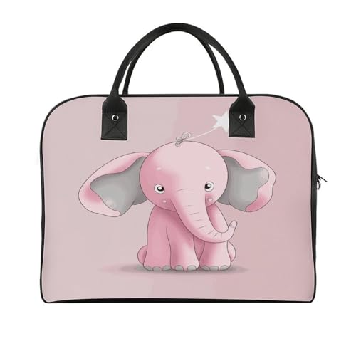 Bolso Tote Elefante Rosa con Correa Ajustable y Bolsillo miniatura 1