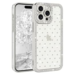 Lafunda for iPhone 15 Pro Max Case Glitter Clear for Women Girls, Silver