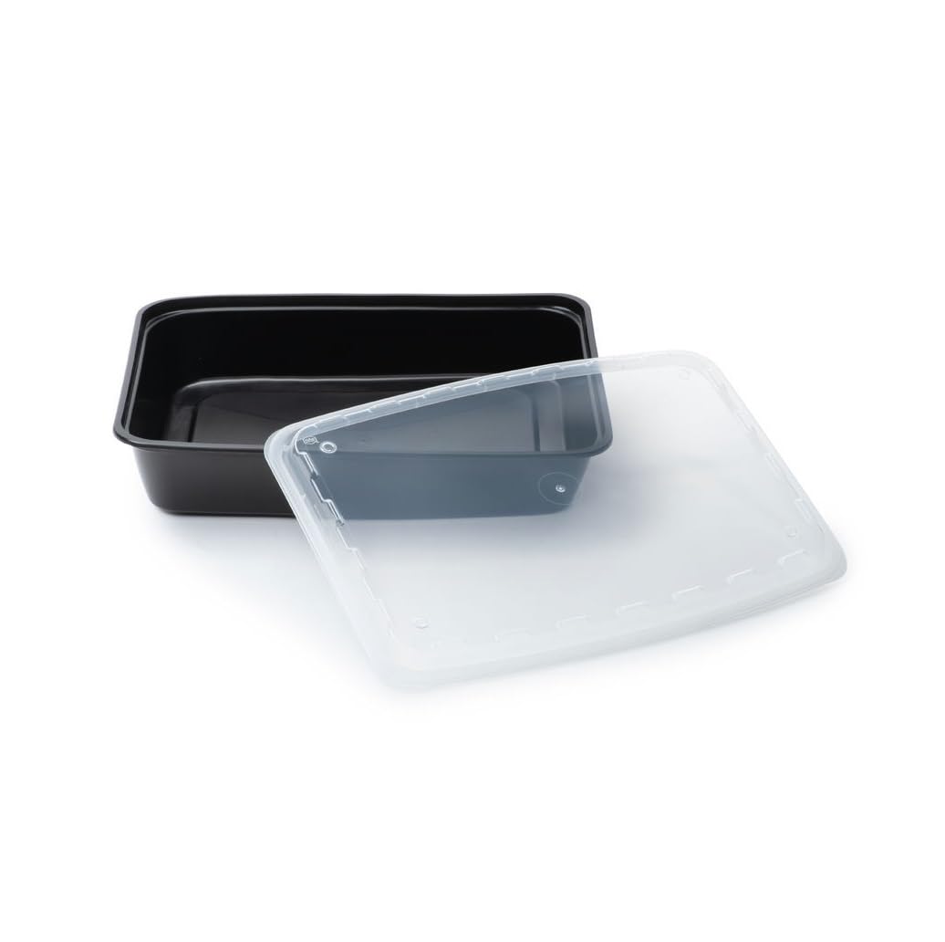 Amazon.com: 84oz Rectangular Microwavable Black Plastic Meal Prep