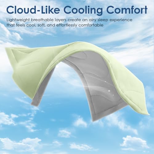Yosdur Cooling Comforter King Size for Hot Sleepers,Double-Sided Cooling Blanket with Q-Max Cooling Fabric,Lightweight Breathable Cooling Summer Comforter for Night Sweats Green 90"x108" — view 6