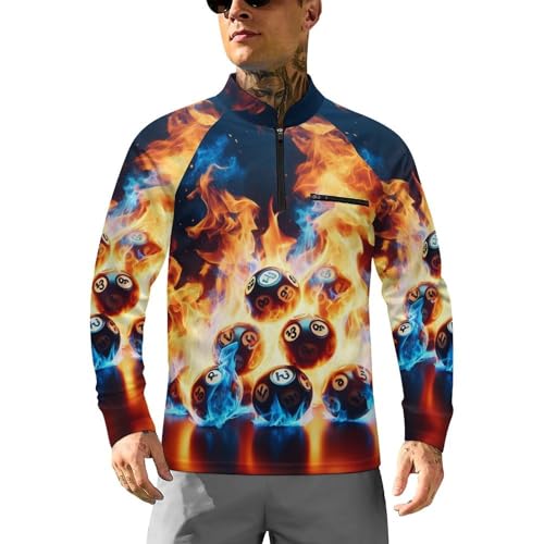 Lottery Balls on Flames Men's Sun Protection Shirts UV SPF UPF 50+ Long Sleeve Rash Guard Lightweight - Main Image