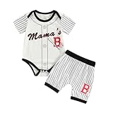 Endorothii Newborn Baby Boy Baseball Clothes Baseball Jersey Shirt Mamas Boy Romper Shorts Infant Baseball Outfits (Mama's Boy Baseball Outfit, 12-18 Months)