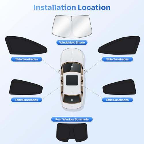 Image of Canvcle Window Shades for 2014-2018 Mazda 3 Mazda3 Sedan (Not Hatchback) Accessories Windshield Sun Shade Side Rear Window Covers Sunshade Sun Visor Shield Privacy Protection for Camping Black 6PCS