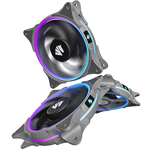 AsiaHorse FS9001 pwm A-RGB Ventilateur de boîtier de PC silencieux 120 mm 5 V 3 broches Gris 3 broches Cover