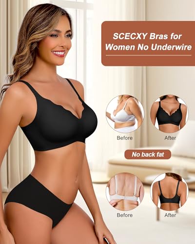 Women's Scalloped Comfortable Supportive Bralettes No Underwire Full Coverage Seamless Padded Bras2