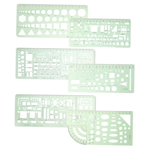 NUOBESTY 幾何学的テンプレートセット 中空円テンプレート 多様な曲線と輪郭描画用 建築製図用 図面設計 オフィス 学校 工場向け 6枚