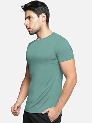 Image of BULLMER Solid Cotton Blended Half Sleeve Round Neck Tshirt for Men