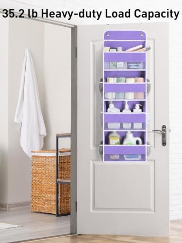 Image of Yecaye Over the Door Organizer, 35.2lbs Load Toy Stuffed Animal Storage, Bathroom Organizers and Storage for Nursery Newborn Baby Essential Stuff Dorm Room Essentials, Purple 4 Tier