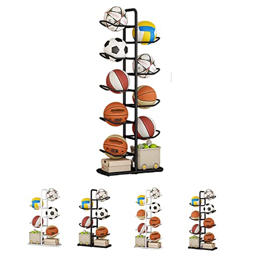 Support de Rangement pour Ballons de Basket Métallique avec Roulettes Robustes