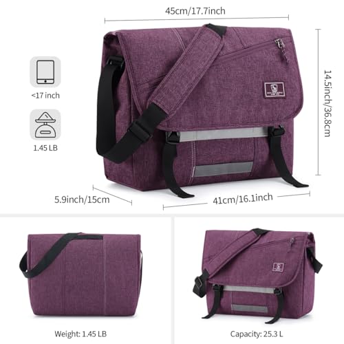 Image of OIWAS Messenger Bag for Women, 17 Inch Laptop Crossbody Bags Men Casual Satchel Shoulder Bag College Travel Office Briefcase