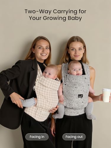 Image of GROWNSY Baby Carrier, Infant 7-44 lbs, with Head Support, Beige Houndstooth