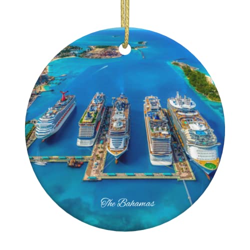 DEVONART 3" Ceramic Double Sided Christmas Ornament City Travel Souvenir, Round Hanging Pendant Ornaments, Gifts for Xmas Holidays, Landscape Travel Memorable Ornaments for Home Decor