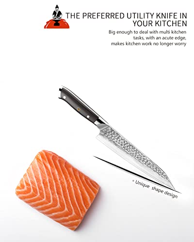 Brodark Paring Knife Ergonomic Ebony Handle Utility Chef Knife 5 Inch Ultra Sharp Peeling Knife With Vg-10 Steel Core Damascus Chef Knife Professional Japanese Chef Knife Durable Hand Made #TOP5