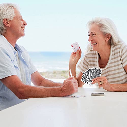 Lotfancy Waterproof Playing Cards, Large Print, Plastic, 2 Decks Of Cards With Plastic Cases, For Texas Hold'em, Pool Beach Water Card Games, Jumbo Index Poker Size #TOP6