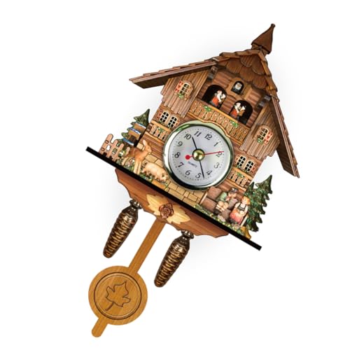KIXZSAZ Reloj de Cuco nórdico, Relojes de Bosque Retro Ligeros, Reloj de para Madera Resistente al Desgaste, decoración de Pared Hecha a Mano, hogar, Restaurante