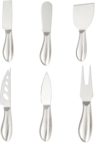 Miniatura 2 de Colección de cuchillos de queso de acero inoxidable de 6 piezas con tenedor de queso, rebanador y cortadores para cocina